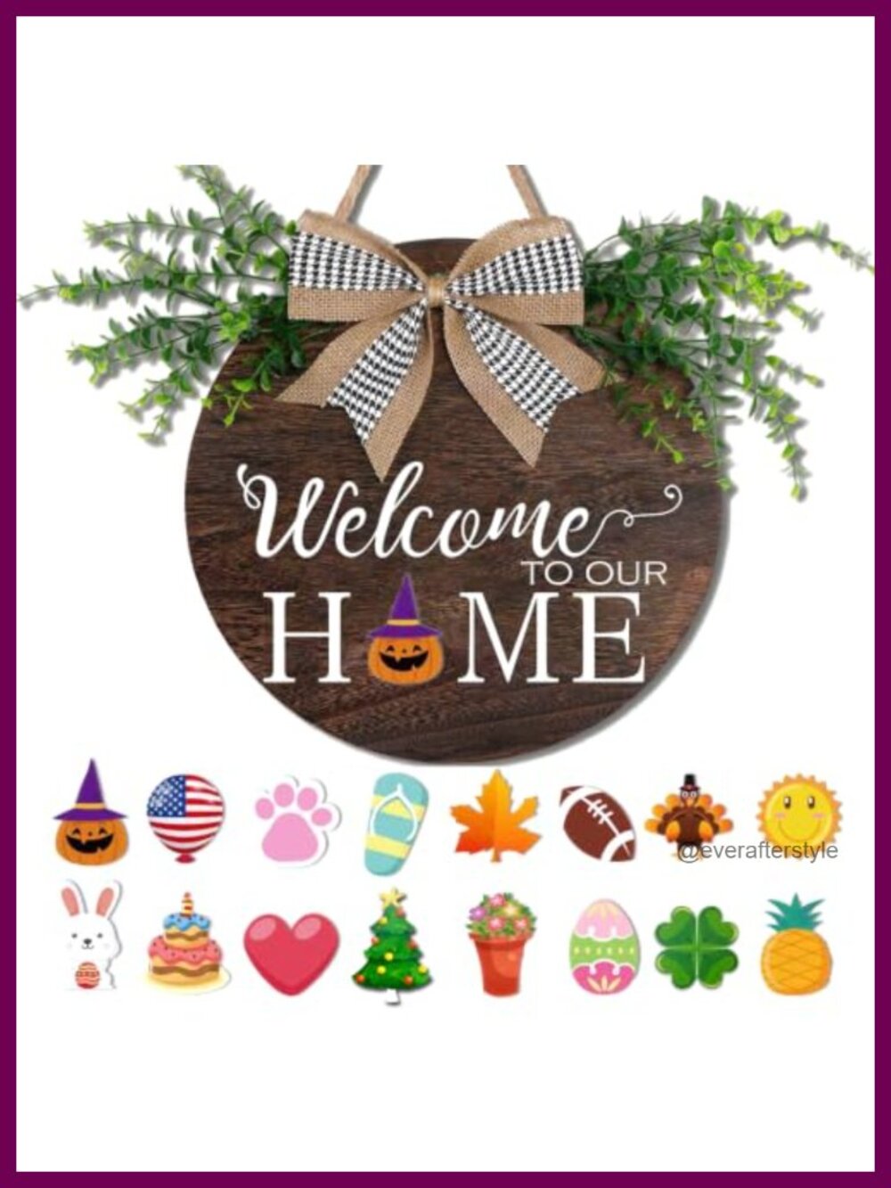 Wooden Welcome to Our Home Door Sign 12x12 Interchangeable Rustic Farmhouse